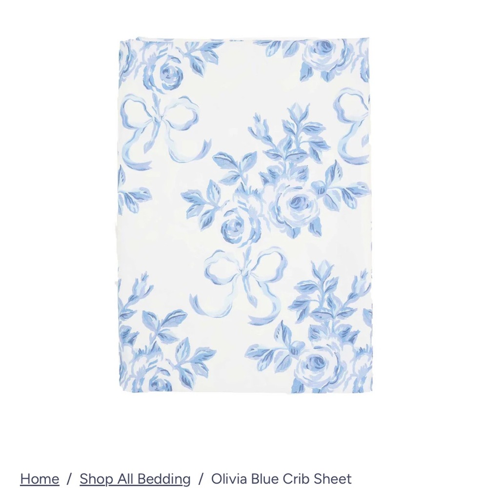 Blue Floral Baby Crib Sheet